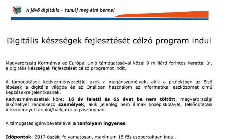 Digitális készségek fejlesztését célzó program indul